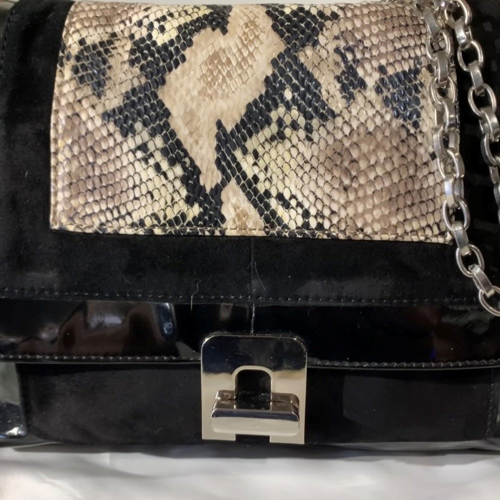 White House Black Market Black/Snakeskin Shoulder Bag